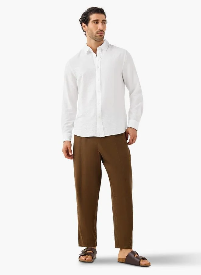 سبلاش فيڤ قميص بياقة بنقشة مجعدة بقصة عادية