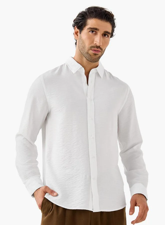 سبلاش فيڤ قميص بياقة بنقشة مجعدة بقصة عادية