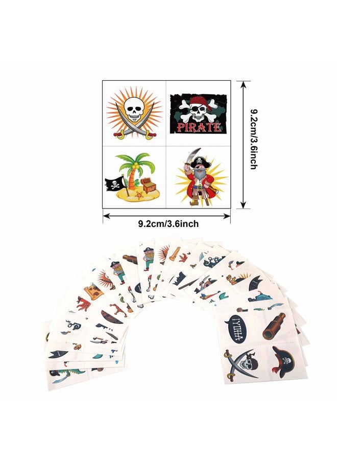 Konsait Pirate Temporary Tattoos (96 Pcs) - Pirate Themed Kids Party Favors - Water Resistant - Multicolor - Cartoon Designs - Image 2