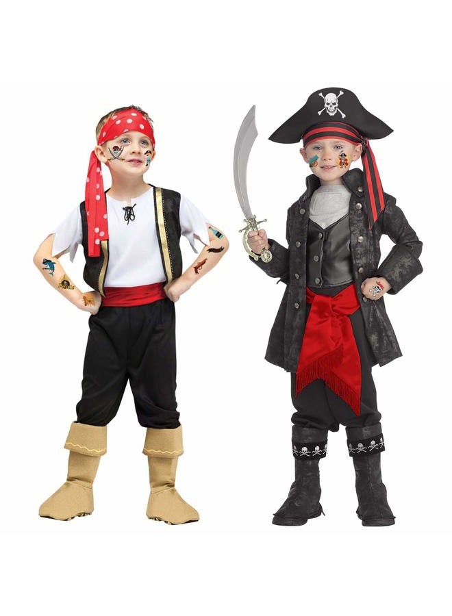 Konsait Pirate Temporary Tattoos (96 Pcs) - Pirate Themed Kids Party Favors - Water Resistant - Multicolor - Cartoon Designs - Image 4