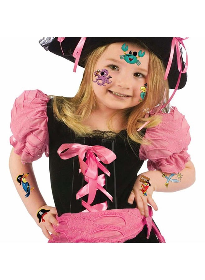 Konsait Pirate Temporary Tattoos (96 Pcs) - Pirate Themed Kids Party Favors - Water Resistant - Multicolor - Cartoon Designs - Image 3