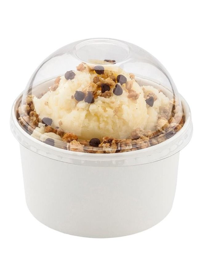 SNH Packing Disposable Ice Cream Cups White 8 Ounce With Dome Lid for Hot or Cold Food, Party Supplies Treat Cups for Sundae, Frozen Yogurt 25 Pieces. - Image 1