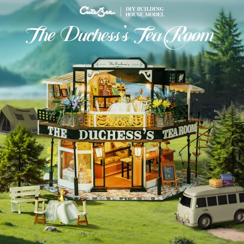 CUTEBEE Dollhouse Miniature with Furniture DIY Wooden Dollhouse Kit Plus Dust Proof Creative Room Idea The Duchesss Tea Room - Image 5