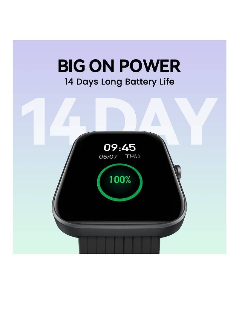 miYou Health Fitness Tracker with 1.69" Large Display 14-Day Battery Life Blood Oxygen Heart Rate Monitor Smart Watch Black - Image 3