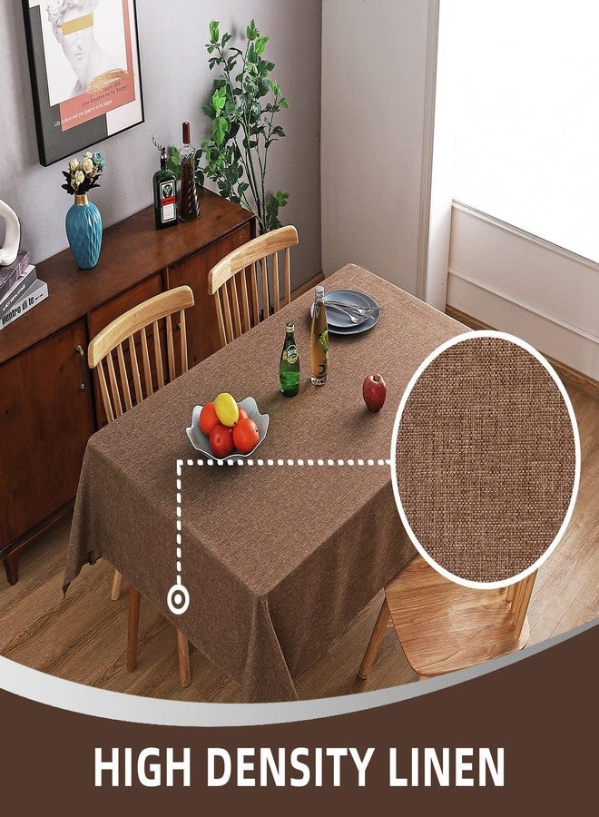 MikiUp Faux Linen Tablecloth - Slubby Textured Weaves Table Cloth for Rectangle Tables, Wrinkle Free Washable Fabric Table Cover for Dining, Farmhouse Outside, Brown 60 x 84 Inch - Image 4