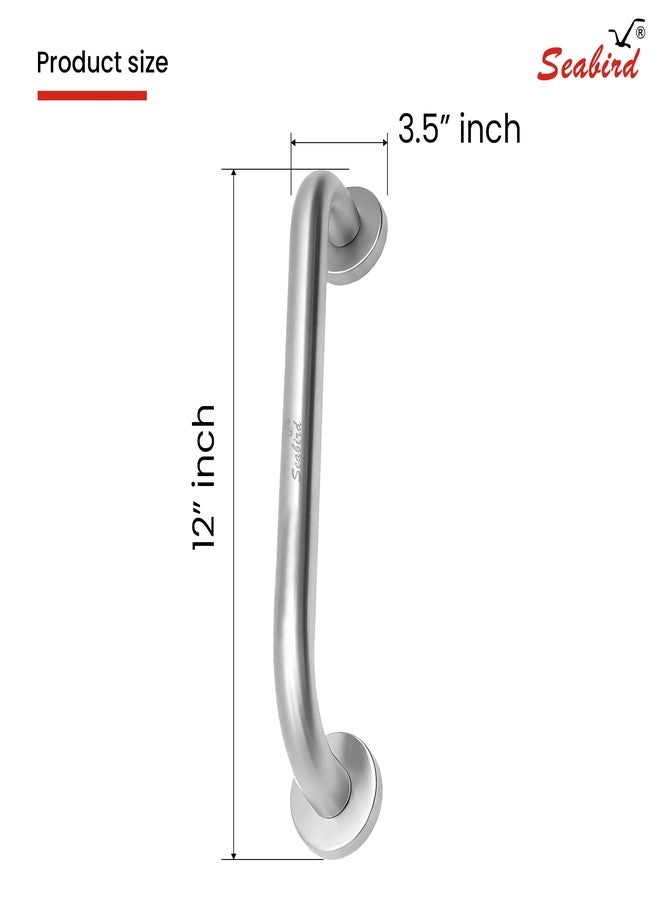 SEABIRD Grab Bar 12-Inch Matt Finish Stainless Steel | Durable Bathroom Safety Handle for Seniors & Disabled | Anti-Slip Wall-Mounted Support Bar - Image 2