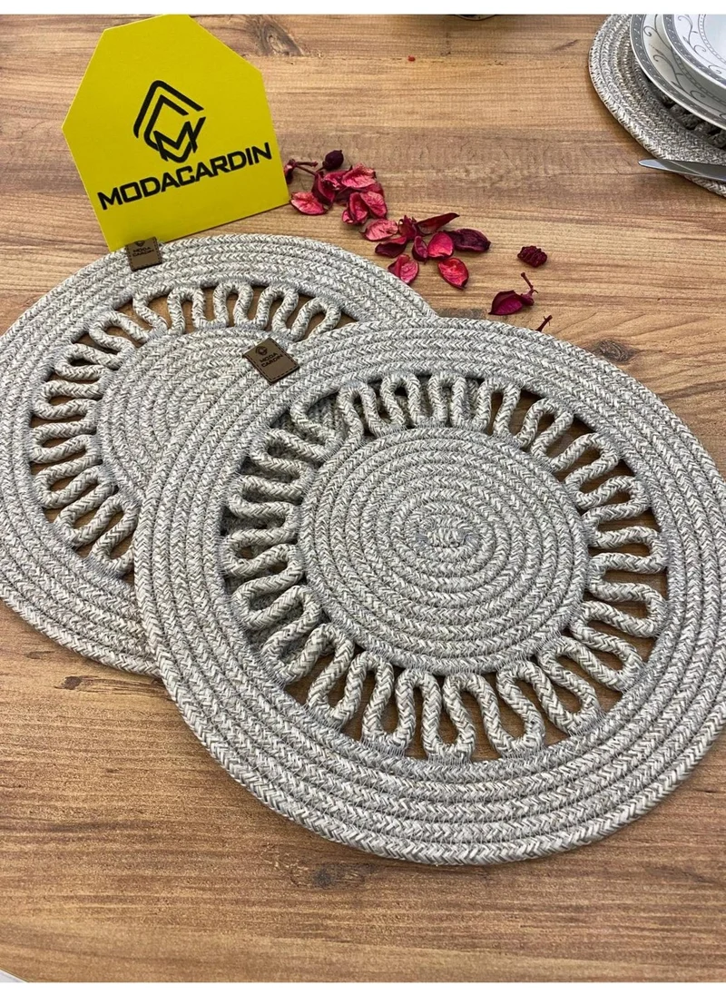 BDZ Deri BDZ Leather Wicker Jute Presentation Plate Mat American Service 2 Piece