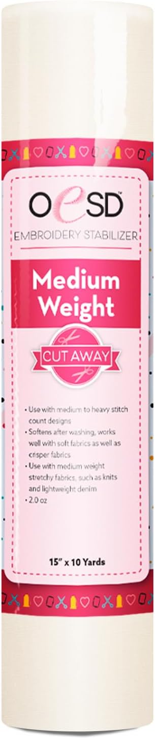 OESD Medium Weight Cut Away Embroidery Stabilizer 15 x 10 Yd Roll - Image 1
