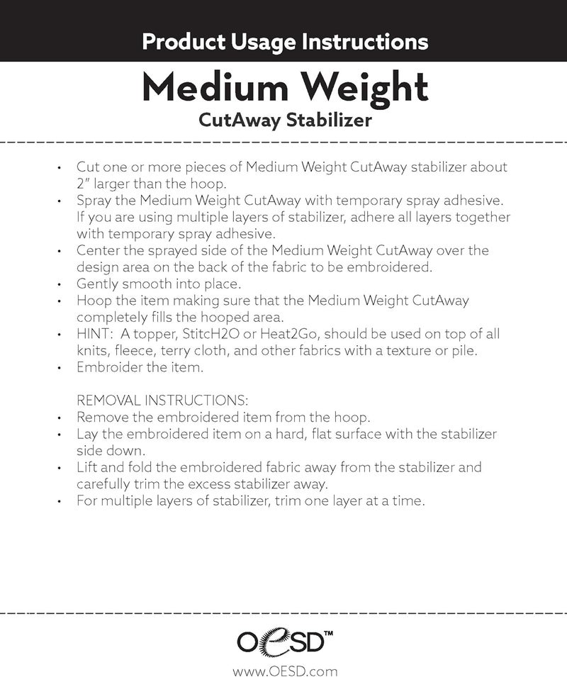 OESD Medium Weight Cut Away Embroidery Stabilizer 15 x 10 Yd Roll - Image 3