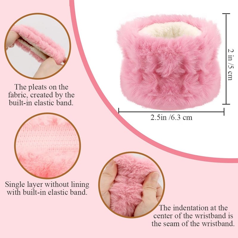 M'AYCREATE MAYCREATE® Skincare Headband for Women & Wrist Band for Face Wash 3pcs Combo, Cute Facial Makeup Hair Band and Wrist Bands Towel, Bear Ears Face Wash Spa Headband for Women Girls - Pink - Image 3