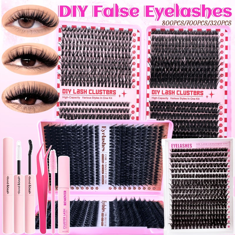 320 Pcs 80D False Eyelashes Soft Density Washable Clusters For Women Daily Use Parties Weddings Festivals - Image 1