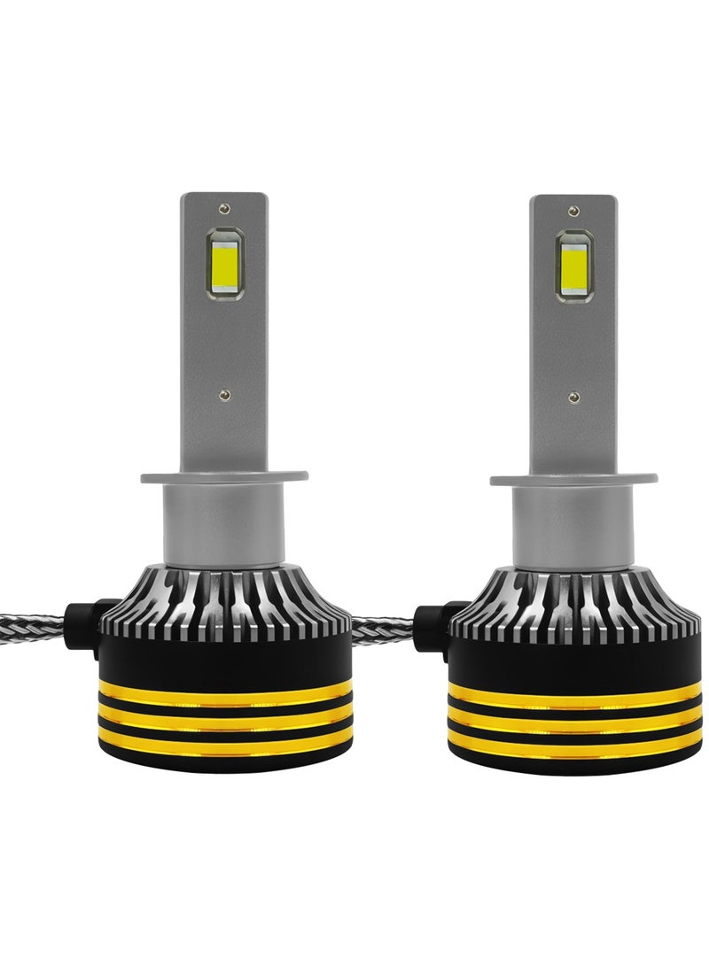 جولدن كامل Golden Camel M8 Pro H1 LED Headlight Bulb 120W 30000LM IP65 Waterproof 6500K Cool White Light with Aviation Aluminum Heat Sink 12V–24V DC Car LED Headlamp Conversion Kit (Set of 2) - Image 2