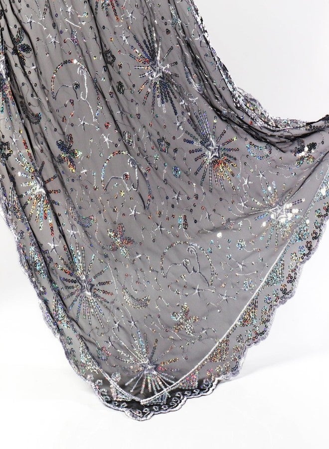 Ladiery Sequin Stars Moons Shawls and Wraps for Evening Dresses,Women sparkly Sheer Mesh Wedding Shawls for Evening Party - Image 5