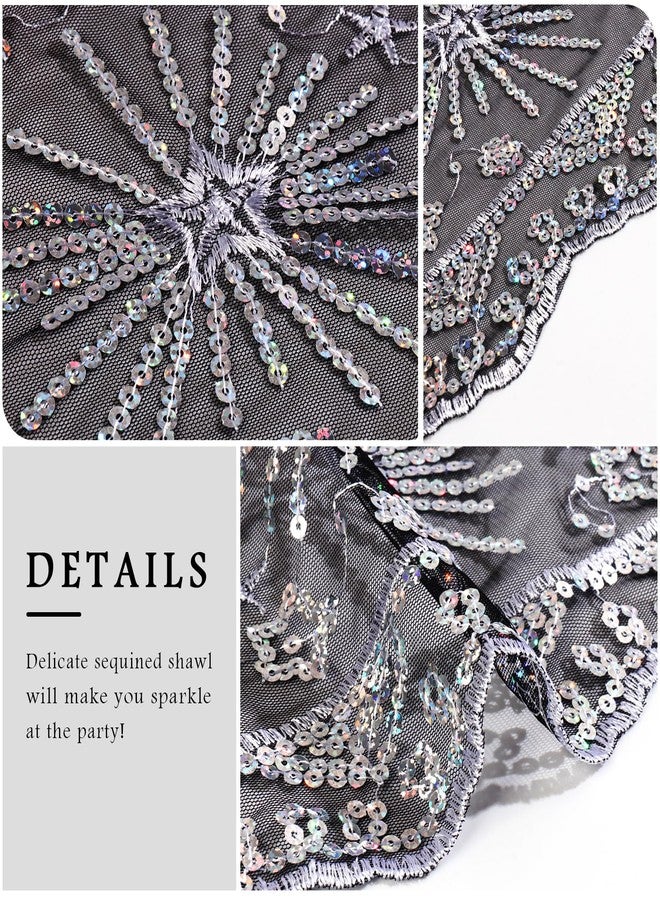Ladiery Sequin Stars Moons Shawls and Wraps for Evening Dresses,Women sparkly Sheer Mesh Wedding Shawls for Evening Party - Image 4
