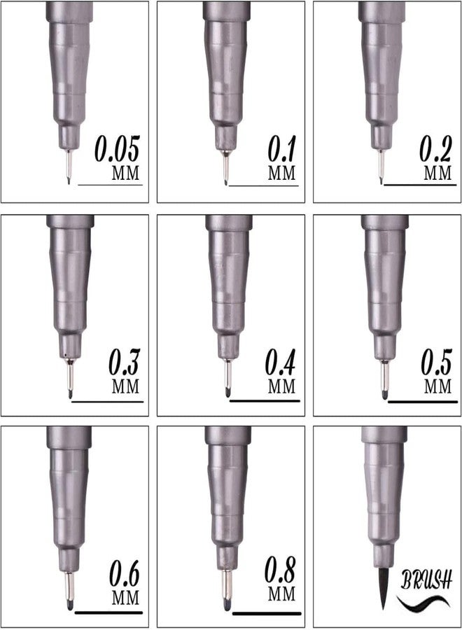 KRYTONE �Black Fineliners Fine Tip Mandala Art Pen Set of 9 Waterproof Pens for Calligraphy Doodle Architecture Drawing Sketching Writing Outliner for Artist Professionals - Image 3