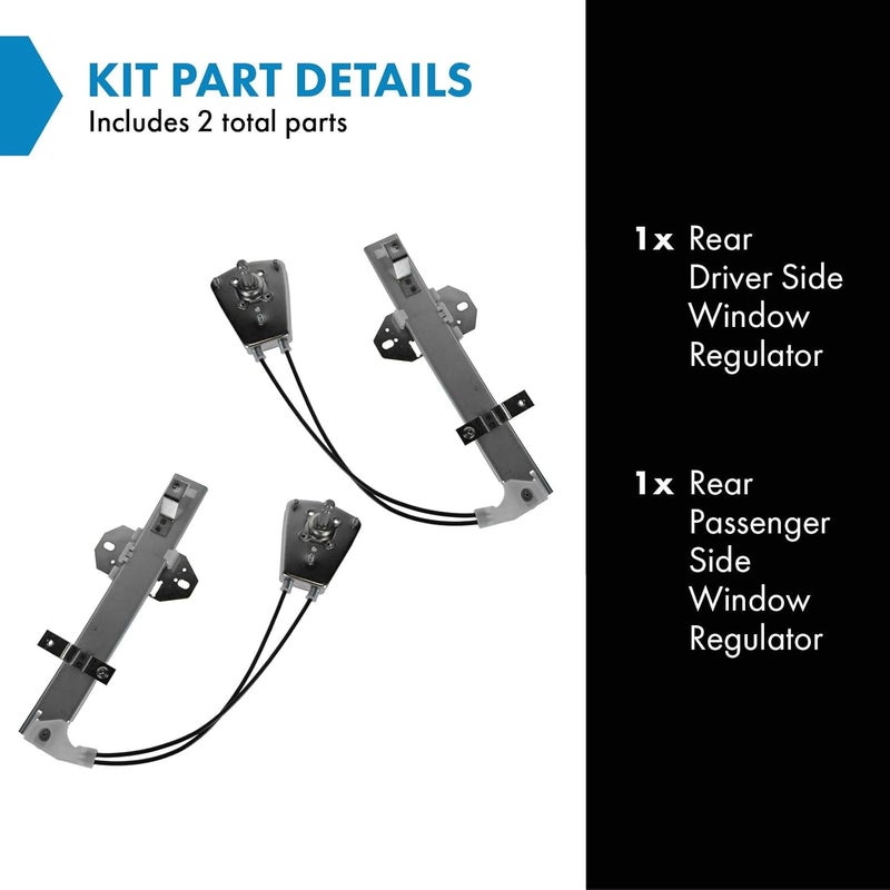 TRQ Rear Manual Window Regulator Set Compatible with 1992-1995 Honda Civic - Image 2