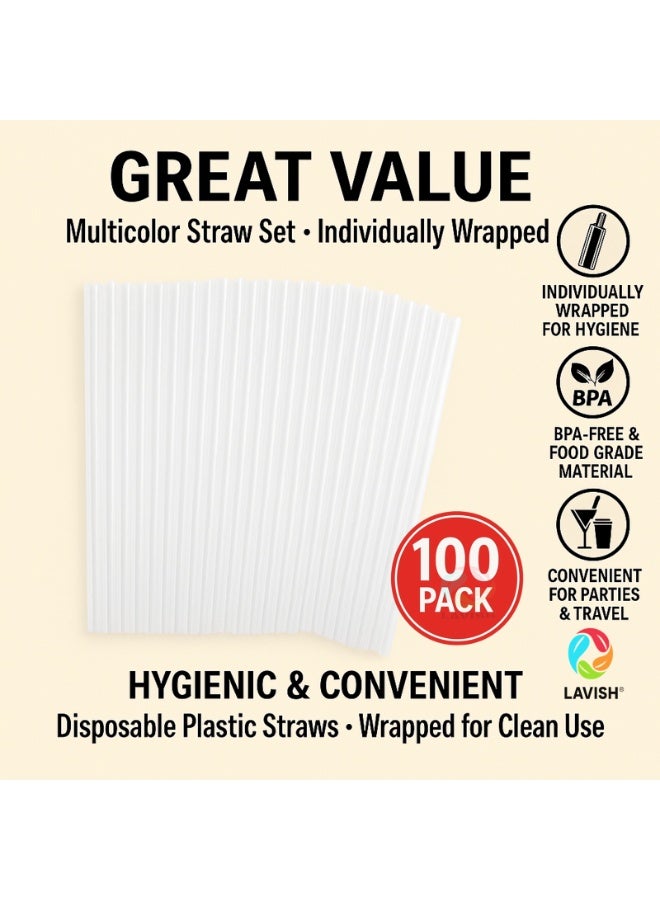LAVISH Jumbo Boba Straws 100-Pack | 12mm Thick, 24cm Long | Clear Extra-Wide Smoothie Straws | Individually Wrapped, BPA-Free | Ideal for Bubble Tea, Milkshakes, Juice, Events & Cafes - Image 1