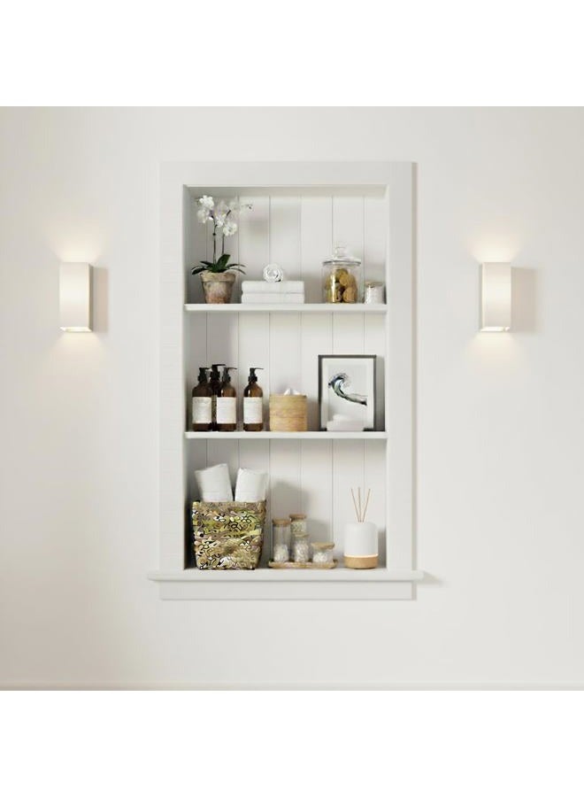 Houseables Recessed Medicine Cabinet, Wall Niche, In Shelves, Shelf Insert, 14"W x 24"H ID, 17"W x 27"H OD, 3 Tier, White, Wood, Shallow Drywall Cabinets, Between Studs Shelving, Open Bathroom Cubby | - Image 1