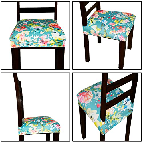 AMAZE ATTIRES Universal Size Dining Chair Seat Cover Set of 6 Seater pcs are Easily Washable Strechable and Comfortable for Dining Room Home Decor Slip Cover (Green Floral) - Image 3