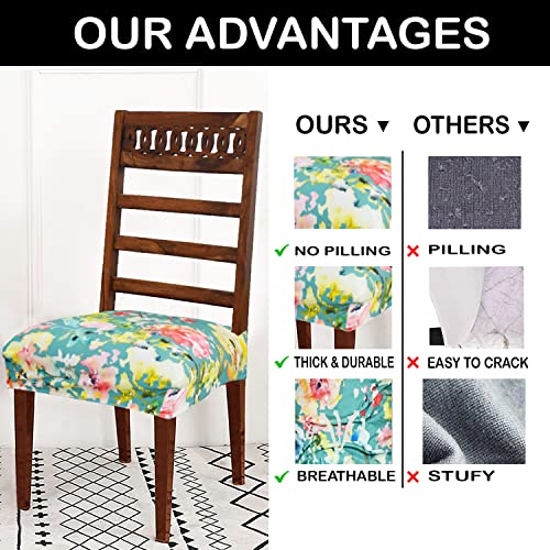 AMAZE ATTIRES Universal Size Dining Chair Seat Cover Set of 6 Seater pcs are Easily Washable Strechable and Comfortable for Dining Room Home Decor Slip Cover (Green Floral) - Image 2