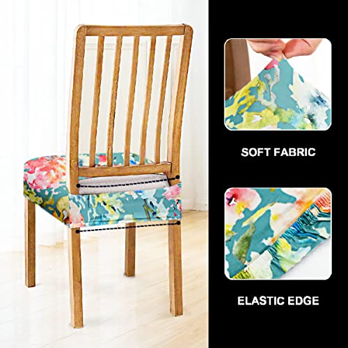 AMAZE ATTIRES Universal Size Dining Chair Seat Cover Set of 6 Seater pcs are Easily Washable Strechable and Comfortable for Dining Room Home Decor Slip Cover (Green Floral) - Image 5