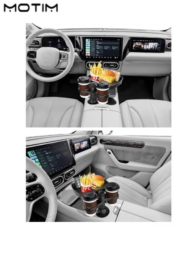 360 Rotatable Car Tray, Multifunctional Cup Holder Tray Stay Organized, Cup Holder Expander Tray for Car Eating - Image 2