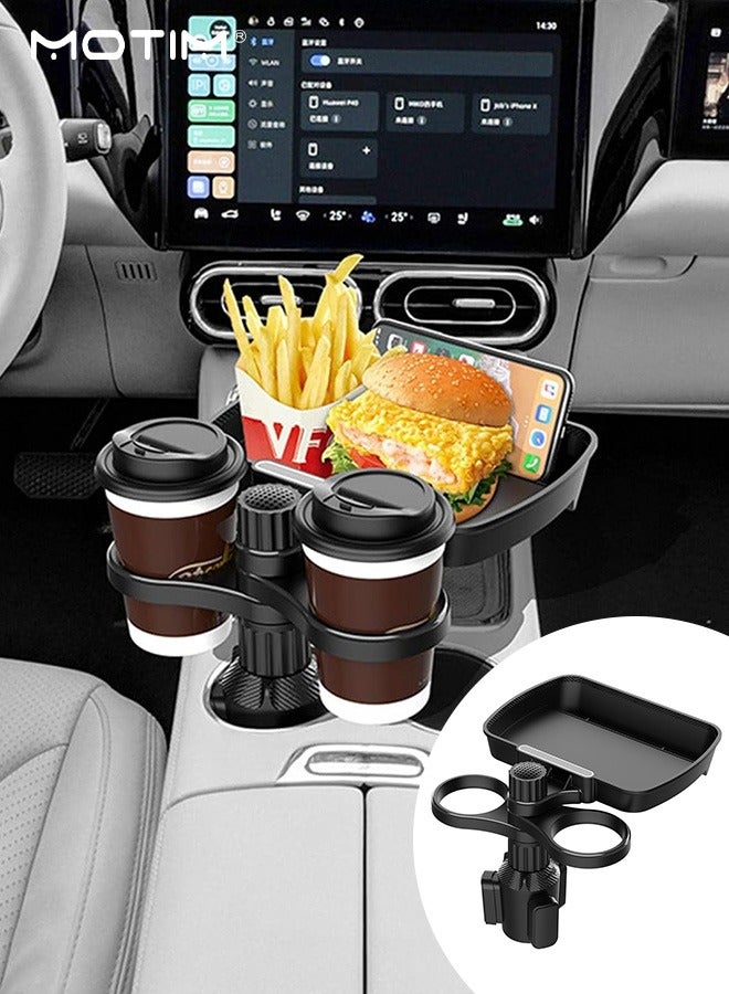 360 Rotatable Car Tray, Multifunctional Cup Holder Tray Stay Organized, Cup Holder Expander Tray for Car Eating - Image 1