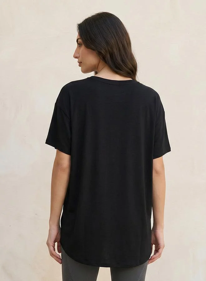 Splash Active GREY Boxy 2 Way Stretch T shirt for Women | Best Price UAE