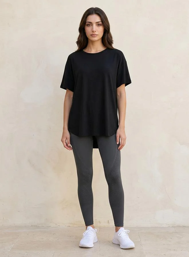 Splash Active GREY Boxy 2 Way Stretch T shirt for Women | Best Price UAE