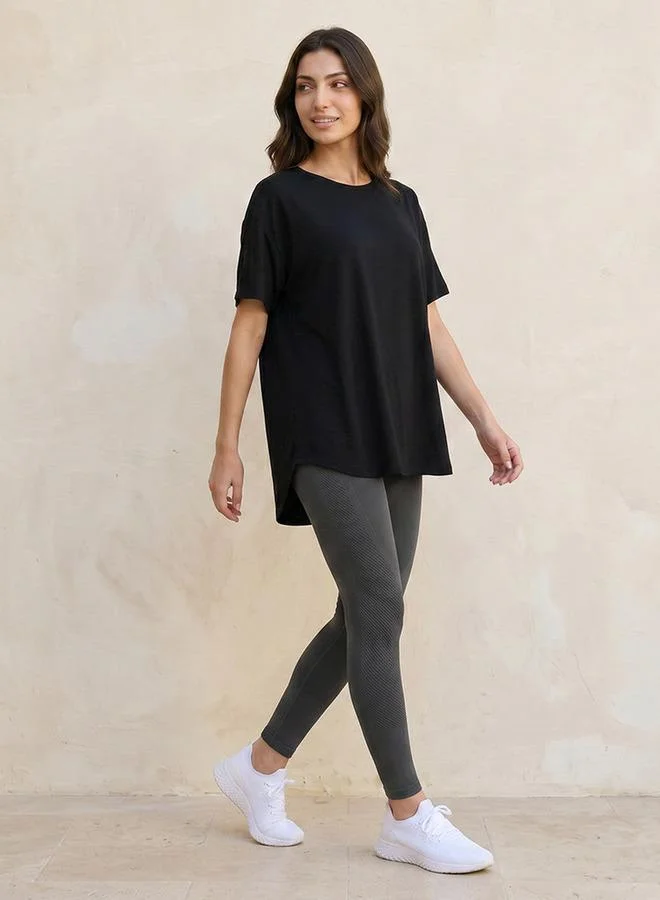 Splash Active GREY Boxy 2 Way Stretch T shirt for Women | Best Price UAE