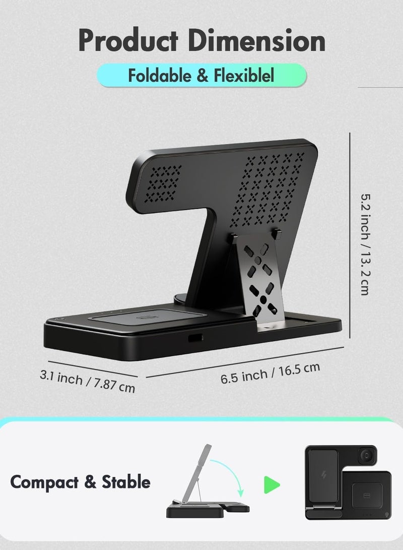 مورتيكو محطة شحن الشاحن اللاسلكي iPhone: 3 في 1 شاحن حاملات متعددة لـ Apple - iPhone 16e 16 15 14 Pro Max 13 12 11 - Watch 10 9 8 7 6 5 4 3 2 SE و Ultra Series - AirPods 4 3 2 Pro - Image 4