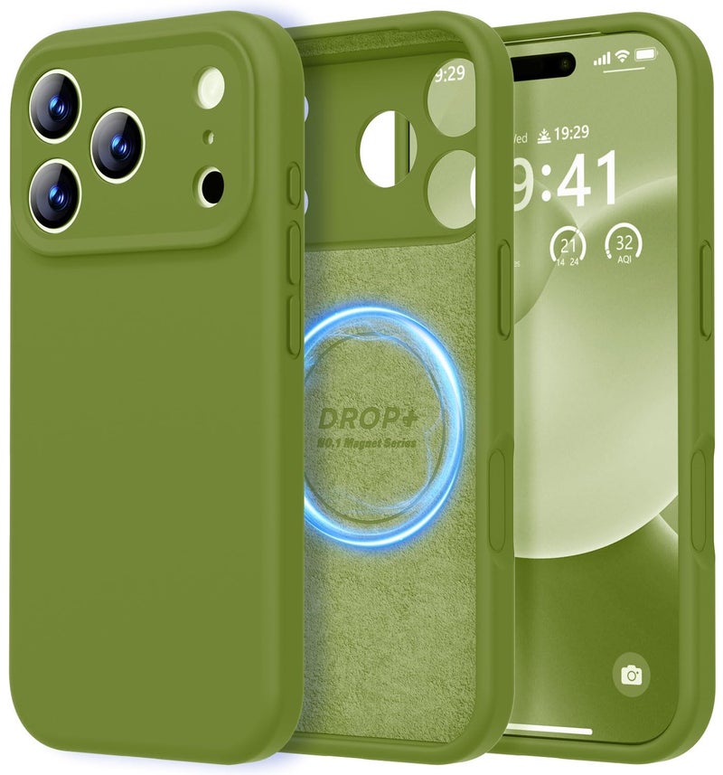 LOVE 3000 Designed for iPhone 17 Pro Max Case, Premium Silicone [Compatible with Magsafe][Soft Anti-Scratch Microfiber Lining] Shockproof Protective Phone Case for Men Women 6.9", Cedar Green - Image 1