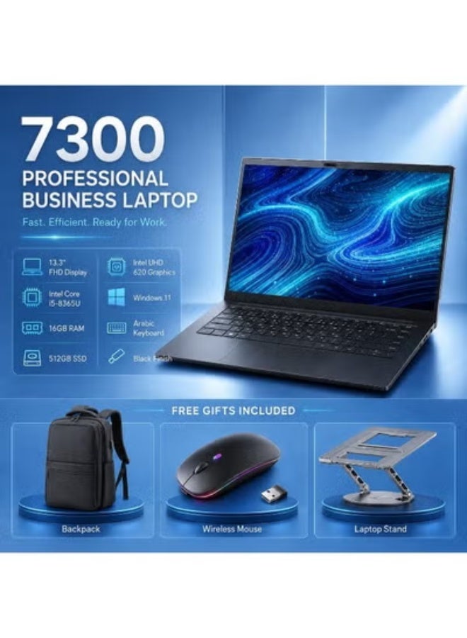 لابتوب أعمال احترافي 13.3 بوصة شاشة كاملة الدقة، معالج i5، ذاكرة 16 جيجابايت، هارد 512 جيجابايت SSD، ويندوز 11 للعمل والإنتاجية - Image 1