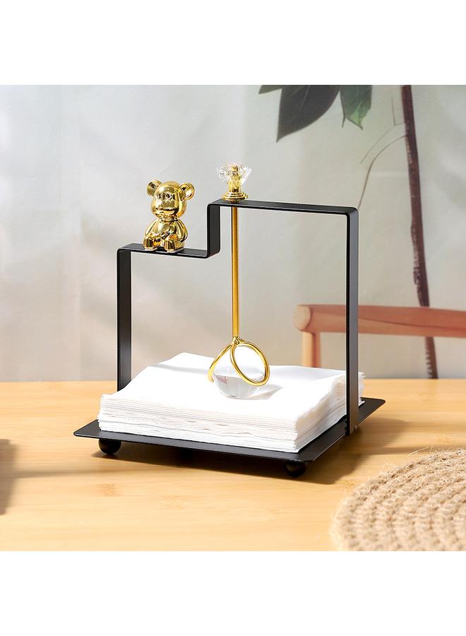 Bluejw European Style Square Tissue Holder Home Iron Napkin Holder Light Luxury Metal Tissue Holder Hotel Restaurant Paper Rack  - Image 3