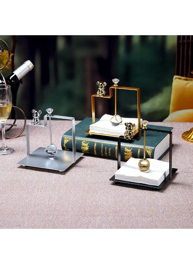 Bluejw European Style Square Tissue Holder Home Iron Napkin Holder Light Luxury Metal Tissue Holder Hotel Restaurant Paper Rack  - Image 2