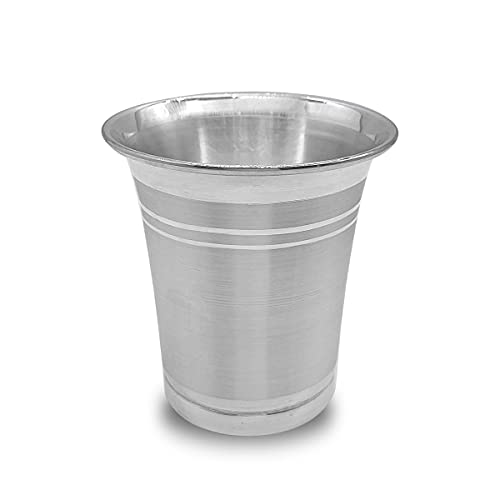 MAA SILVER Pure Silver Glass Tumbler BIS Hallmarked Perfect for Serving Water & Beverages (300ml Capacity)(97% Purity)(100 Grams Silver) - Image 1