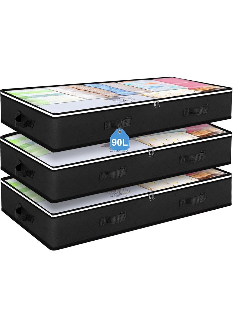 Uwals 90L Under Bed Storage Containers, Closet Organizers and Storage Bins, Foldable Underbed Storage Bags for Blankets, Towels, Comforter, Sweaters, Linen Sheets, Wrapping Paper  - Image 1