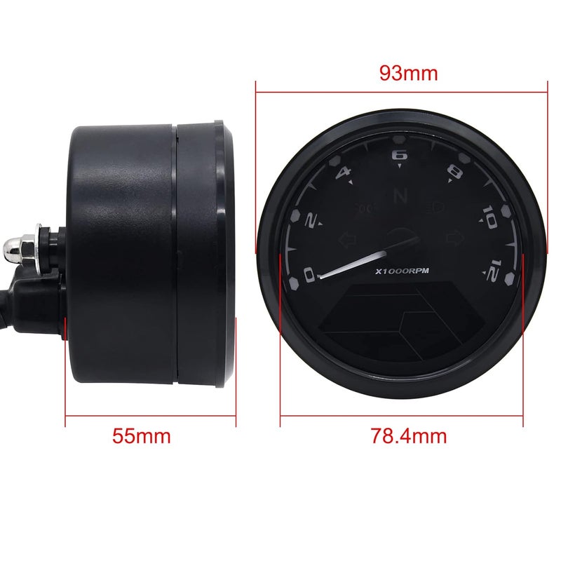 KAOLALI Digital Motorcycle Speedometer Gauge Odometer Tachometer 12000RPM 199 KMH MPH Universal - Image 5