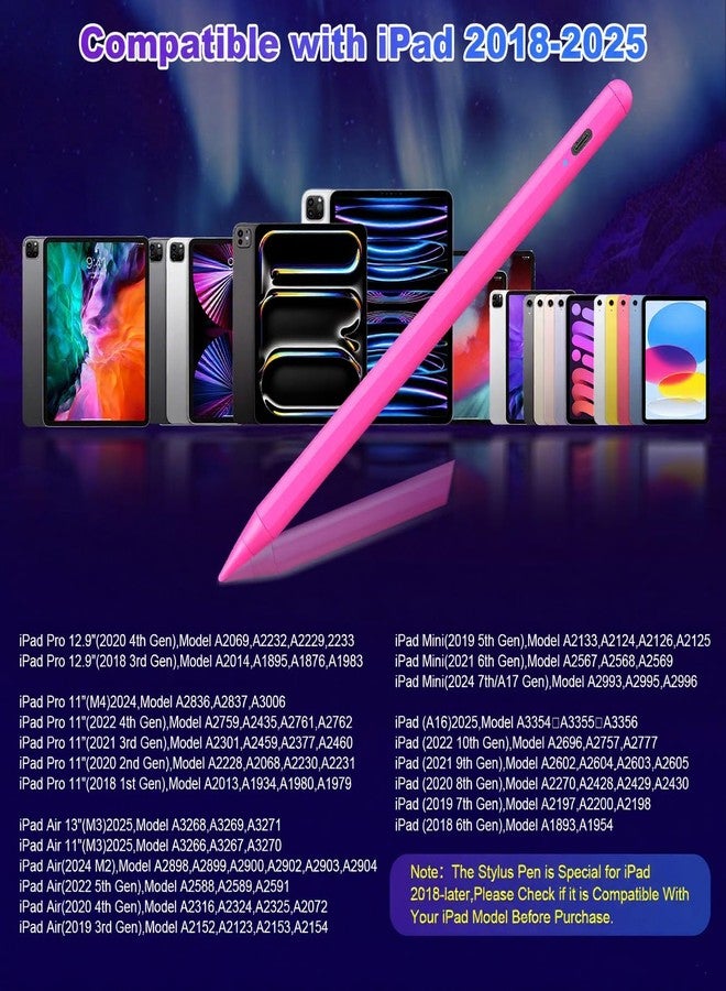 SuitMeeUp Stylus Pen for iPad A16 11th/10th Palm Rejection & Fast Charging Pen 2025-2018 Stylus Pencil for iPad 11th/A16/10/9/8/7/6th,Pro 12.9/11/13 inch M4,Air M2/M3/5/4/3,Mini A17/5th/6th - Image 2