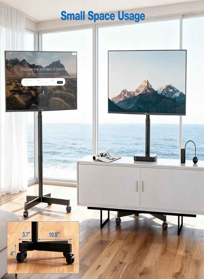 HOLMAXD Mobile TV Cart, Floor TV Stand for 13-55 inch TVs with -10°/+15° Tilt Mount Holds up to 77 lbs, Rolling TV Cart for Flat/Curved Screens, Height Adjustable Portable TV Stand Max VESA 400x400mm - Image 4