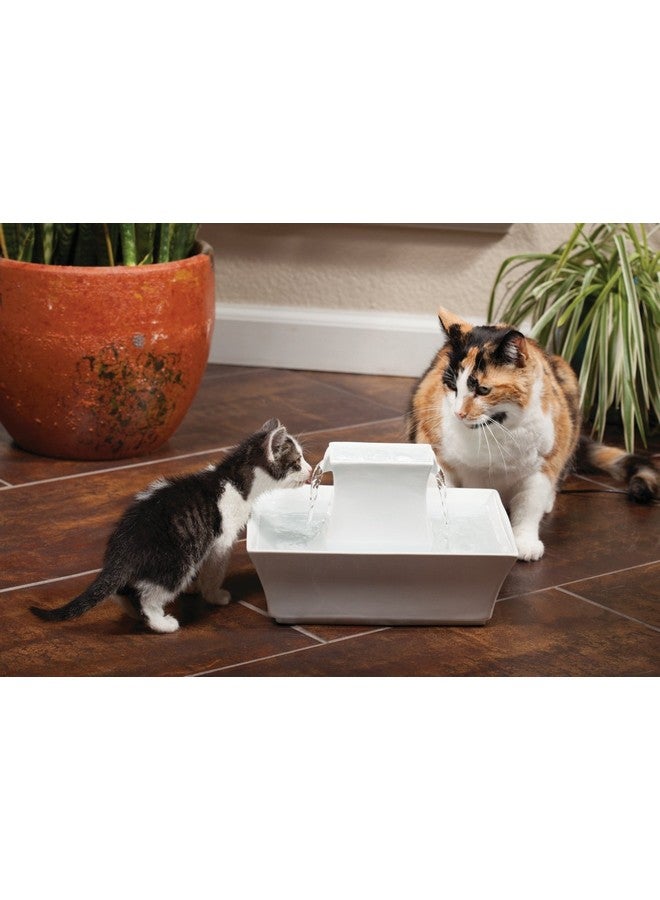 PetSafe Drinkwell Pagoda Ceramic Cat & Dog Water Fountain, 70oz Capacity, Encourages Hydration, Open Bowl Design, White - Image 2