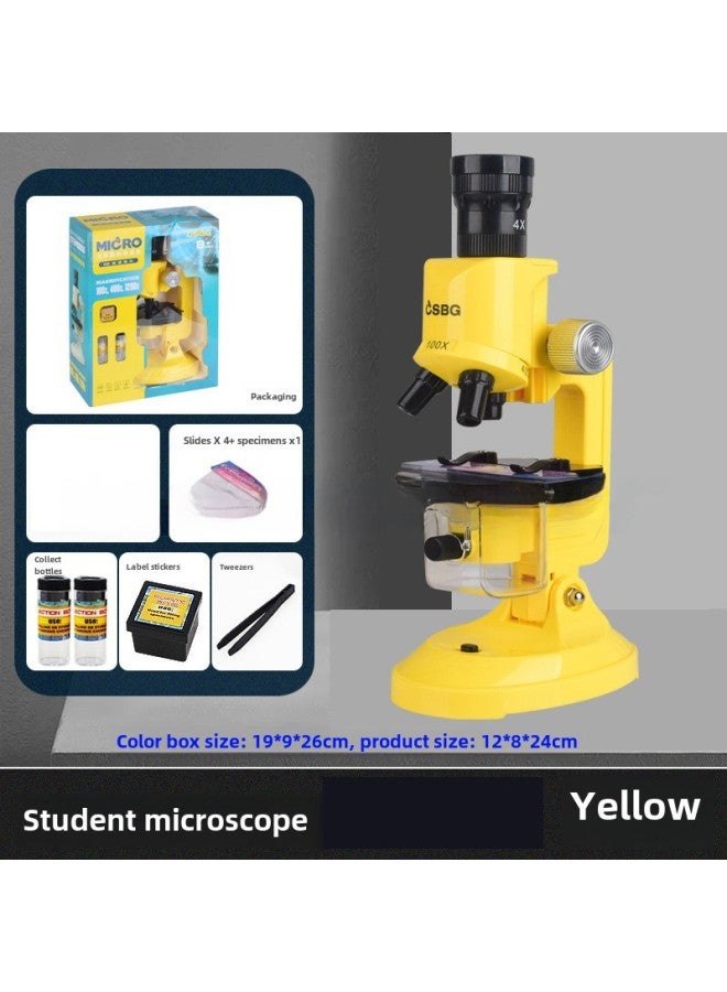 Children's Puzzle Early Education Simulation Biology Science Primary School Students' Laboratory Special High Definition Puzzle Microscope Toy-Color:006 Yellow Microscope  - Image 1