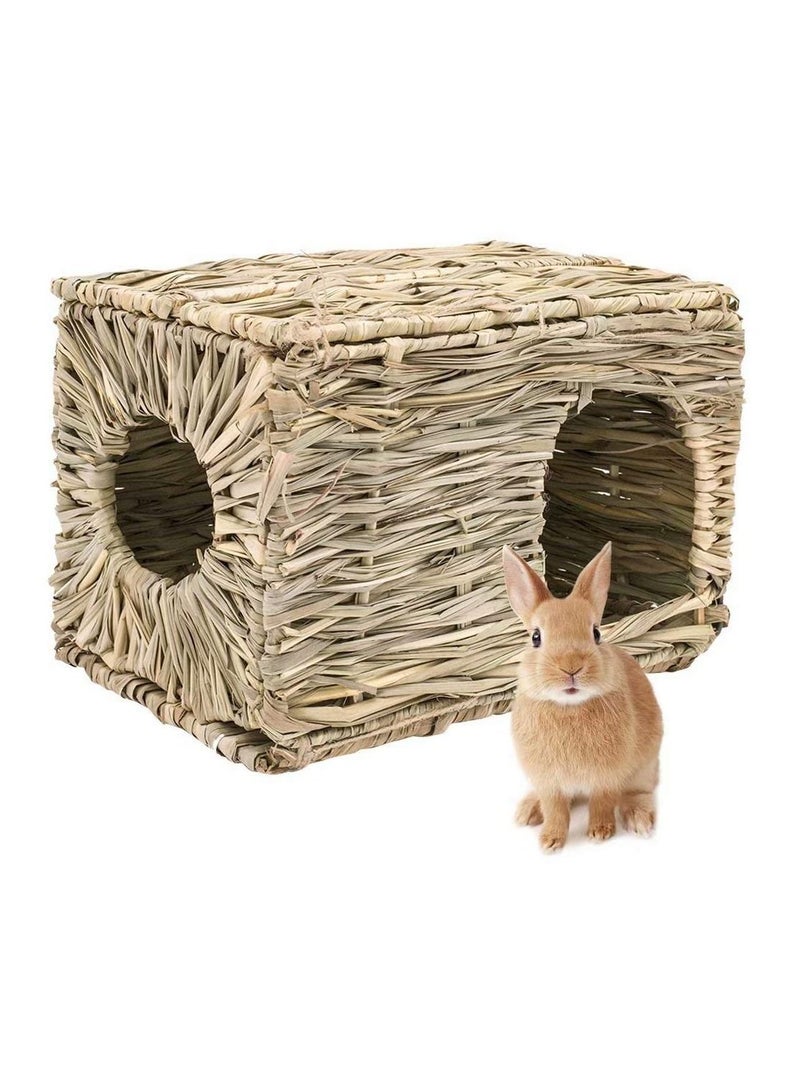 Grass House for Rabbits/Hamster Natural Seagrass Hand Woven Folding for Small Animal - Image 1