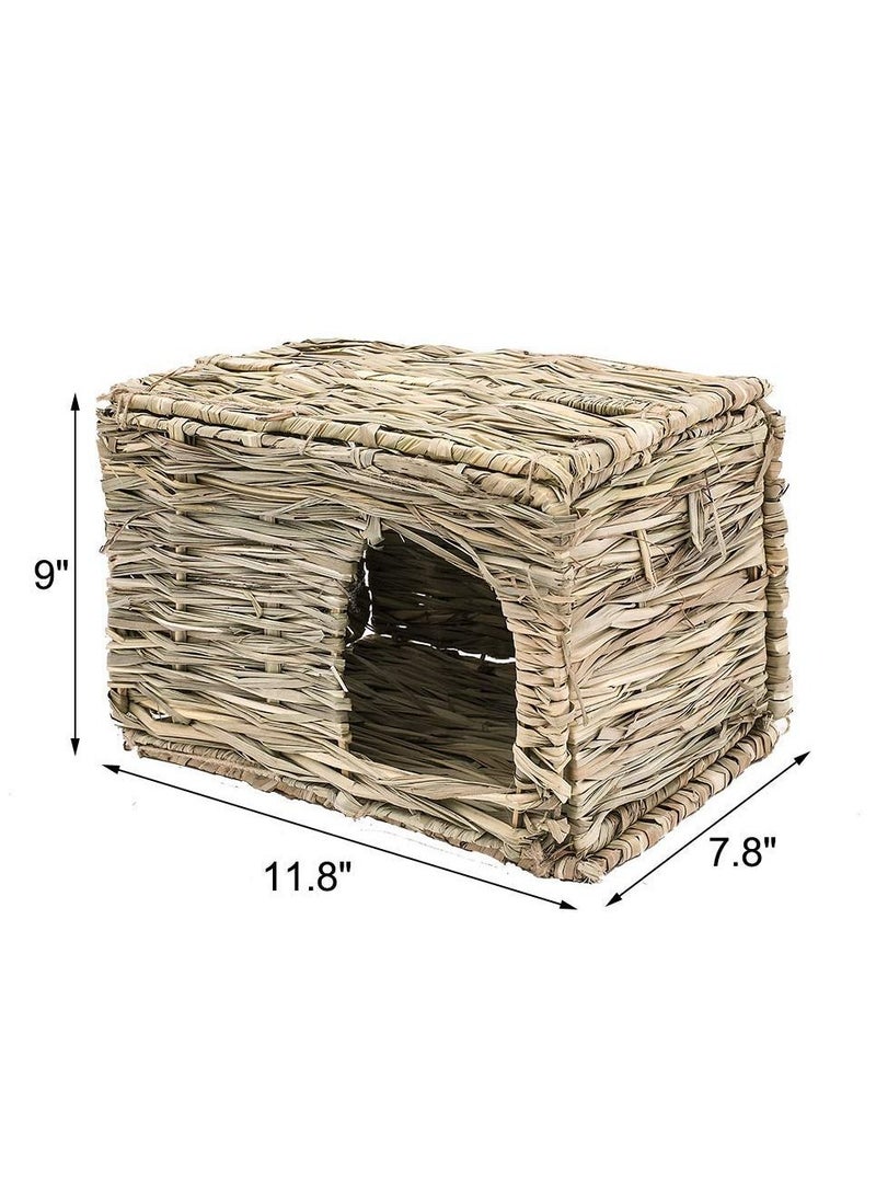 Grass House for Rabbits/Hamster Natural Seagrass Hand Woven Folding for Small Animal - Image 3