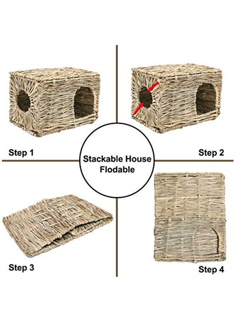 Grass House for Rabbits/Hamster Natural Seagrass Hand Woven Folding for Small Animal - Image 2