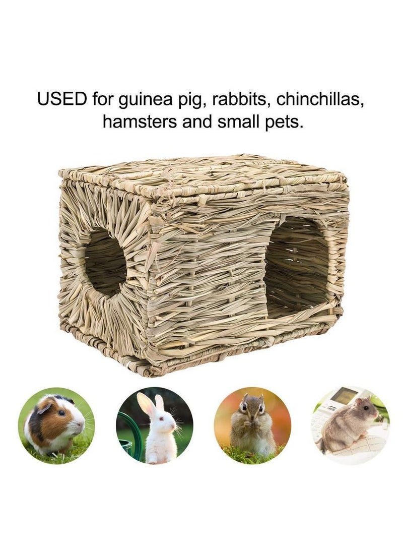 Grass House for Rabbits/Hamster Natural Seagrass Hand Woven Folding for Small Animal - Image 4
