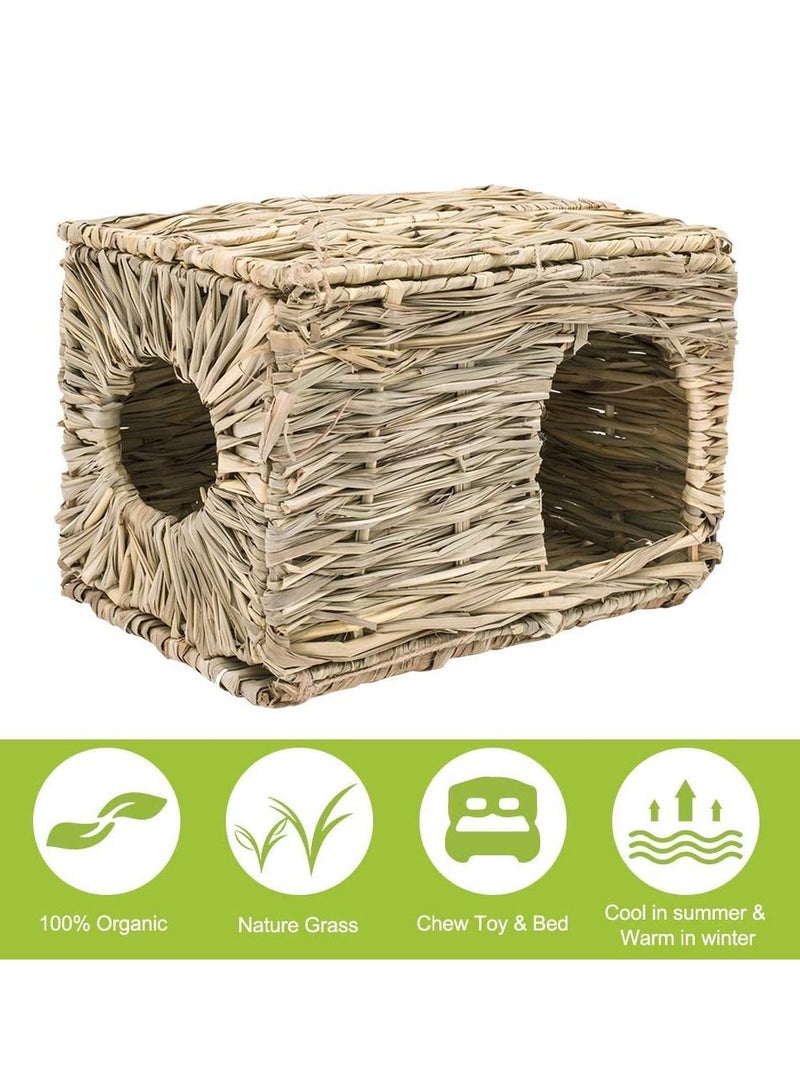 Grass House for Rabbits/Hamster Natural Seagrass Hand Woven Folding for Small Animal - Image 5