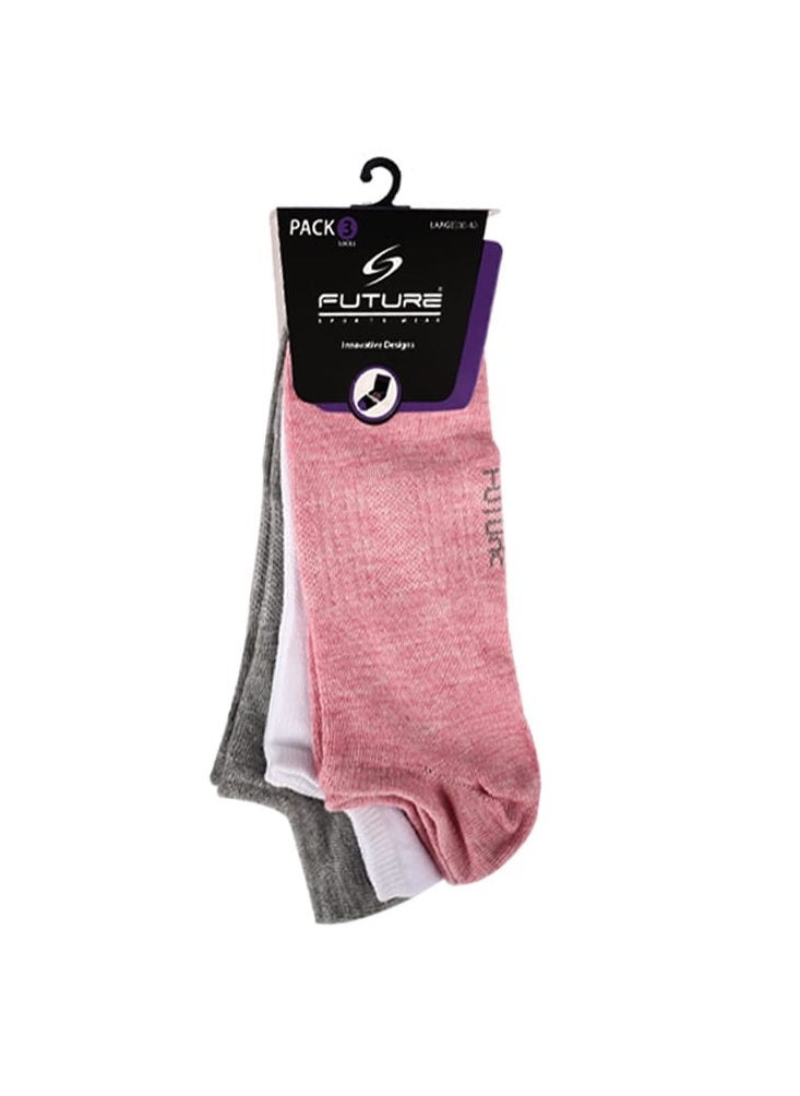 Future Future Socks Low cut for women Pack of  3 size 36-40 (Rose-White-Grey) 