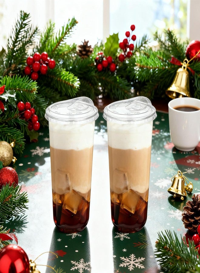 Foxtell 100 Pcs 20 Oz Clear Plastic Cups with Strawless Sip Lids Disposable Round Bottom Togo Cups for Iced Coffee Smoothie Beverage Cold Drinks Disposable Iced Coffee Cups for Party Catering BBQ - Image 4