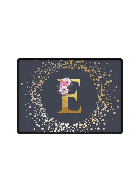 Designer Gaming Mouse Pad  Anti-Skid Mousepad Large Keyboard Mouse Pad Desk Mat Custom Monogram Initial Letter Floral Pattern Alphabet - E  (Grey)